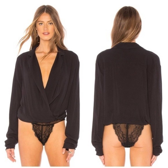 Free People Elsa Bodysuit in Black Lace Bottom Size XS - Picture 1 of 10